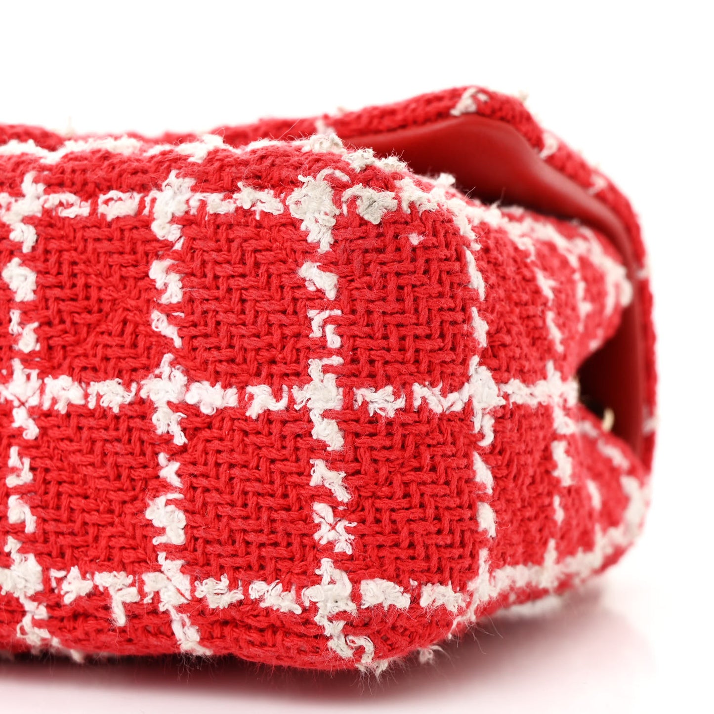 Tweed Quilted Mini Rectangular Flap White Red