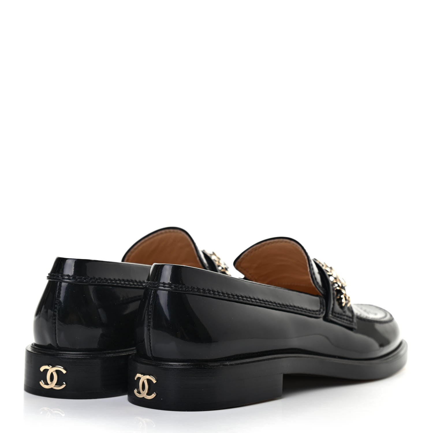 Chanel Shiny Calfskin Logo Loafers 39.5 Black 4 of 8