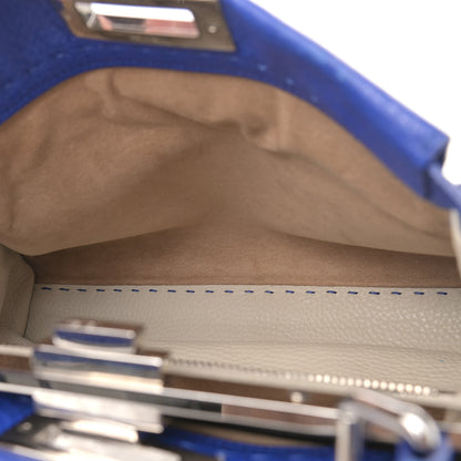 Fendi Cuoio Romano Selleria Bi-Color Medium Peekaboo Iconic Satchel Blue Neon Latte 5 of 11