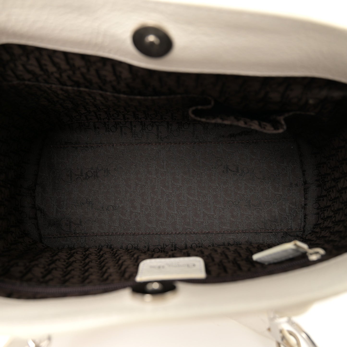 Grained Calfskin Small Dome Bag White