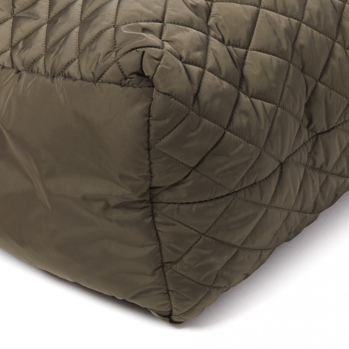 Nylon Quilted Large Coco Cocoon Tote Khaki