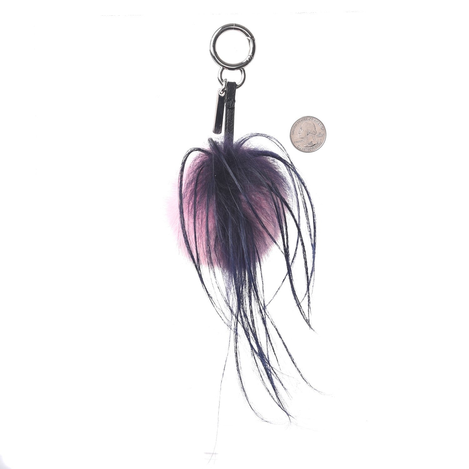 Fendi Mink Goat Fur QuTweet Bag Bug Charm Marshmallow Black 2 of 5