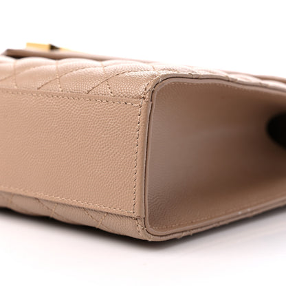 Saint Laurent Grain De Poudre Mixed Matelasse Large Triquilt Monogram Satchel Dark Beige 9 of 9