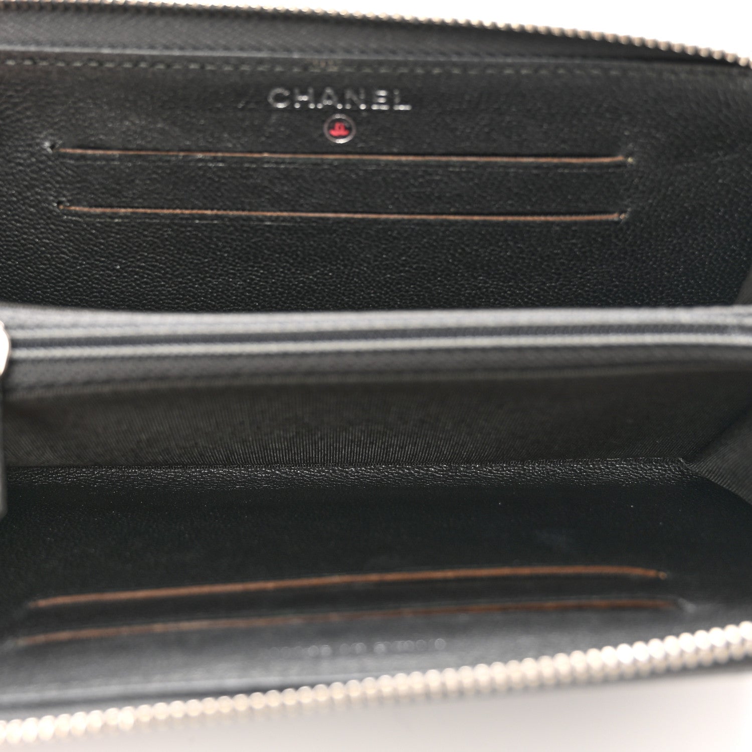Chanel Sheepskin Chevron Quilted Mademoiselle Vintage Zip Around Wallet Grey 5 of 9