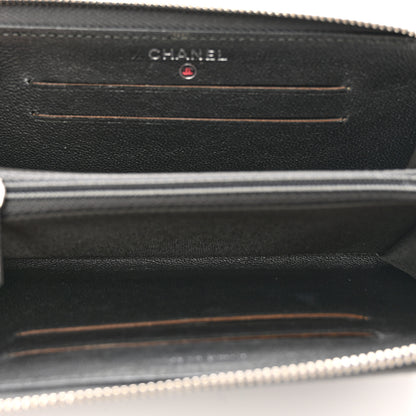 Chanel Sheepskin Chevron Quilted Mademoiselle Vintage Zip Around Wallet Grey 5 of 9