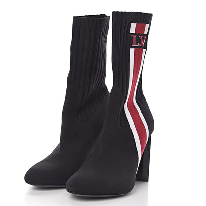 Louis Vuitton Stretch Fabric Heart Sock Ankle Boots 38 Black 3 of 9