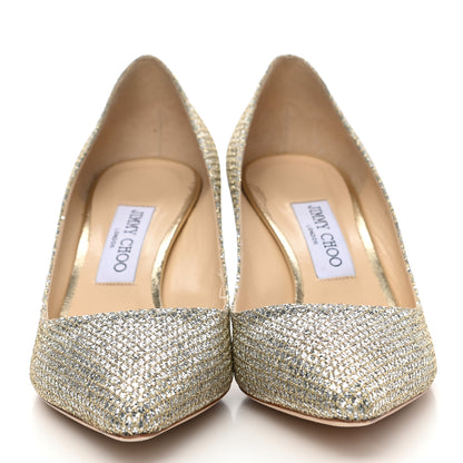 Jimmy Choo Glitter Fabric Romy Pumps 39 Champagne 2 of 11