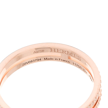 Hermes 18K Rose Gold Diamond Ariane Wedding Band Ring 51 5.75 4 of 6
