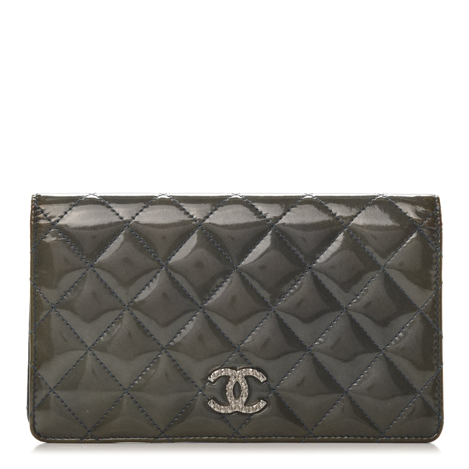 Chanel Patent Quilted Brilliant Yen Wallet Blue Fonce 1 of 12
