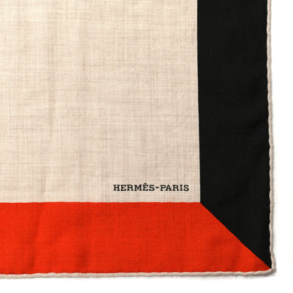 Hermes Cashmere Silk Encadre H Passant Giant Scarf 140 Gris Chine Rouge Black 2 of 4