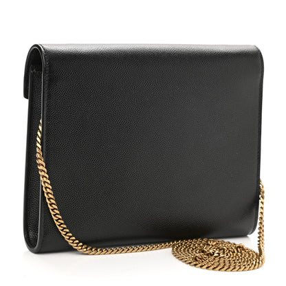 Saint Laurent Grain De Poudre Monogram Cassandra Chain Wallet Black 3 of 10