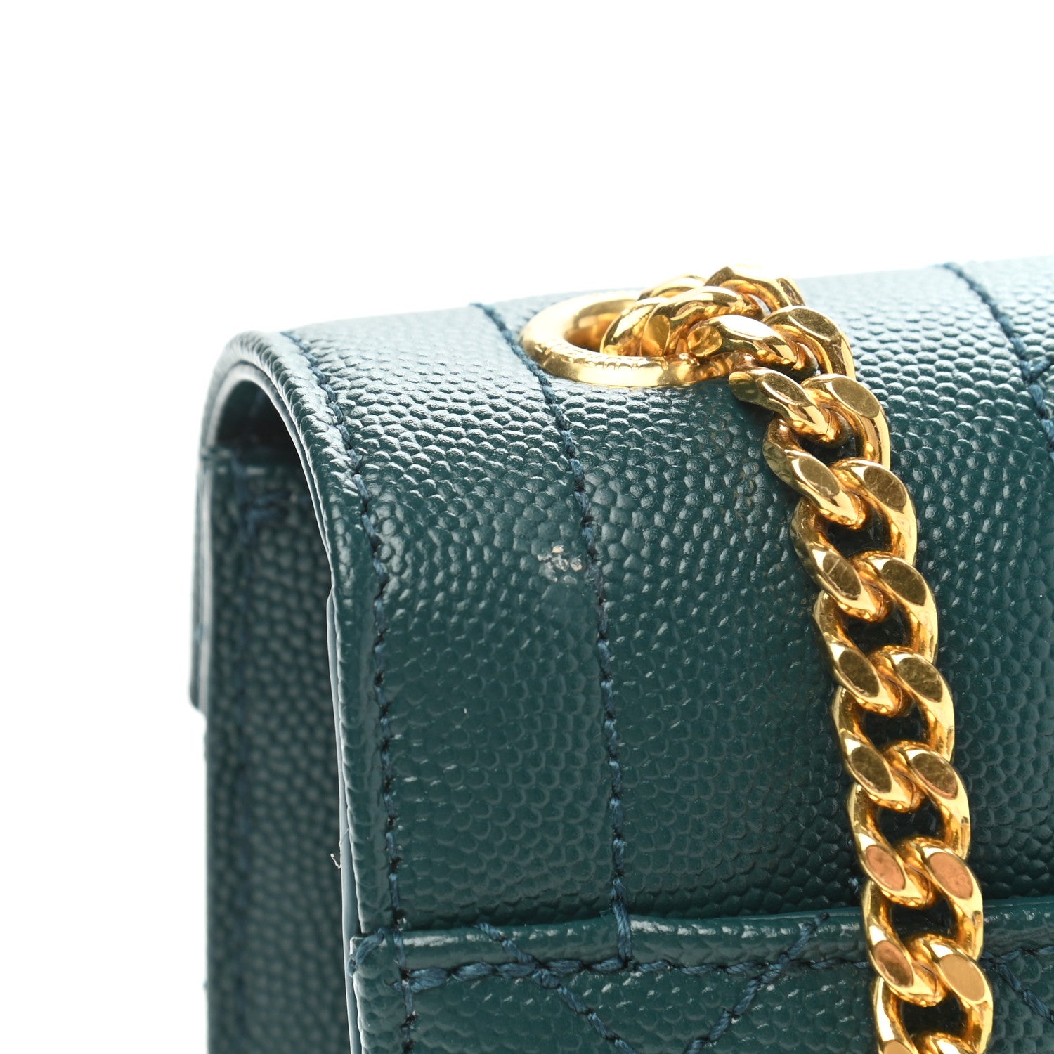Saint Laurent Grain De Poudre Textured Mixed Matelasse Triquilt Small Monogram Satchel Sea Turquoise 7 of 11