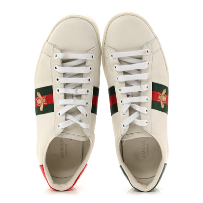 Gucci Calfskin Ayers Bee Embroidered Womens Ace Sneakers 39.5 White Green 11 of 20