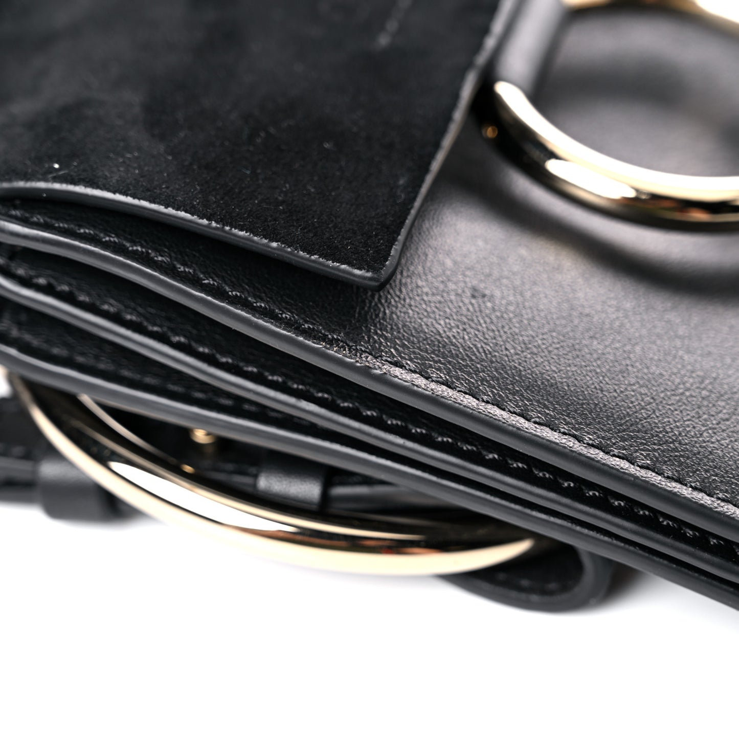 Suede Calfskin Mini Faye Bracelet Bag Black