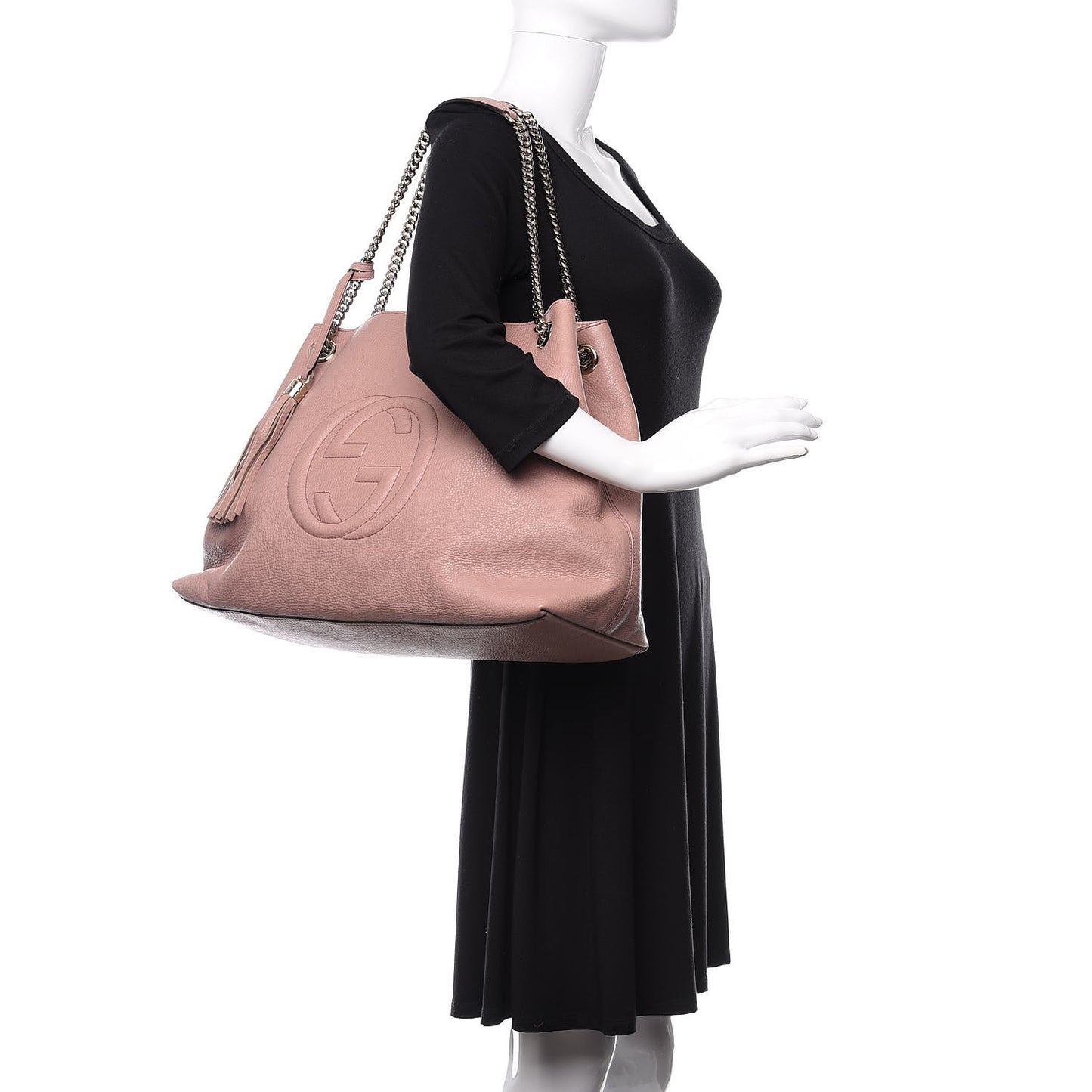 Pebbled Calfskin Large Soho Chain Shoulder Bag Dark Cipria