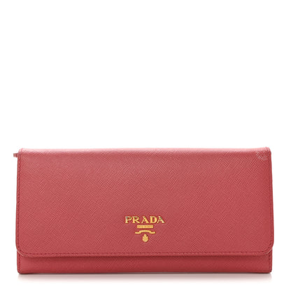 Prada Saffiano Metal Continental Flap Wallet Fragola 1 of 10
