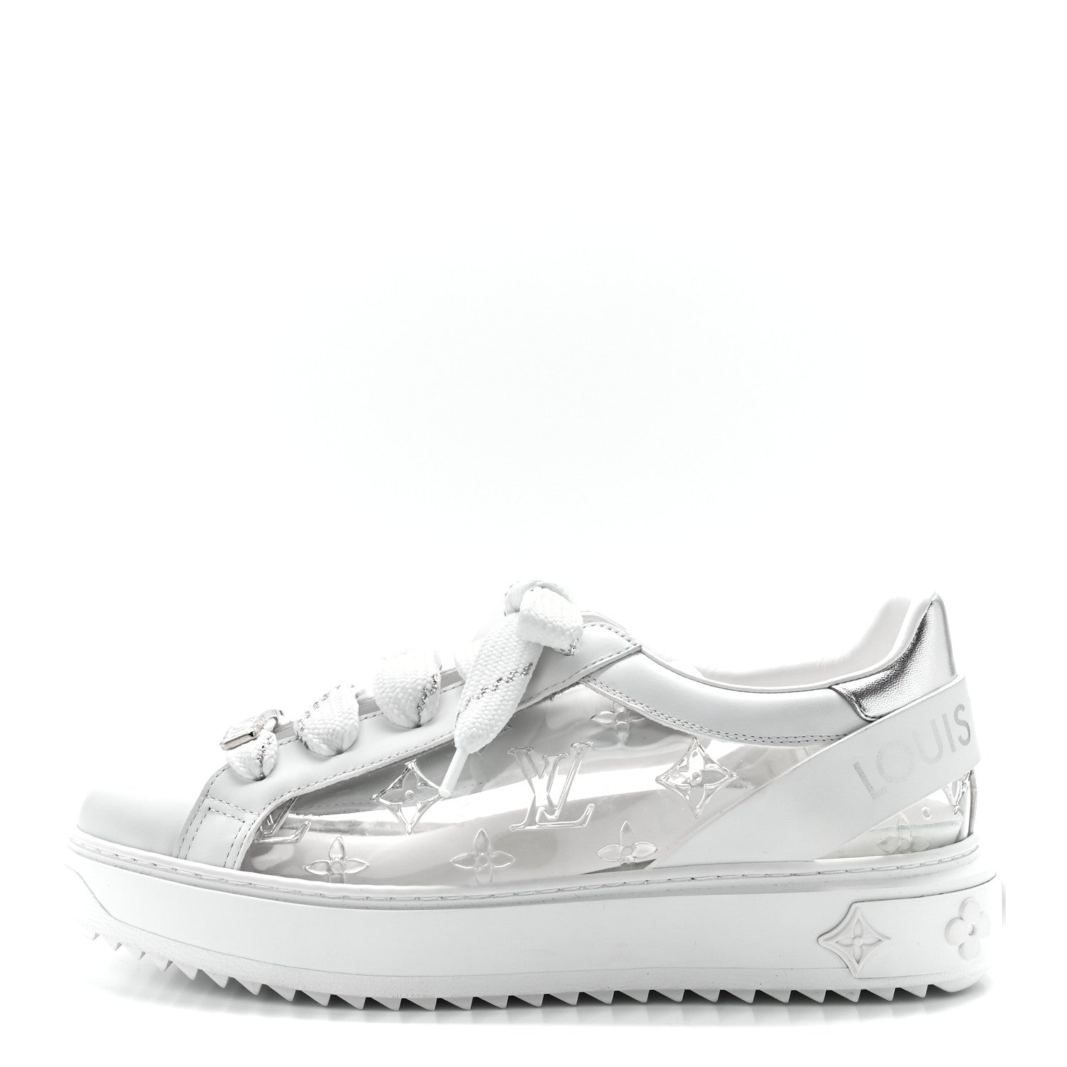 Louis Vuitton Monogram PVC Time Out Sneakers 38.5 Silver 1 of 10