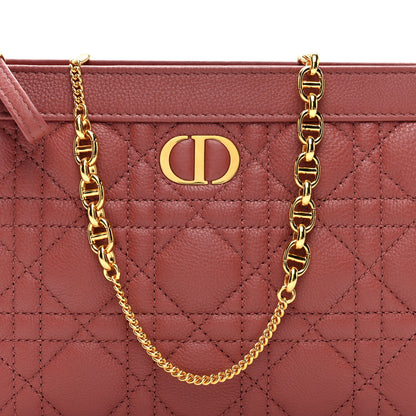 Christian Dior Calfskin Cannage Caro Zipped Pouch With Chain Pink Peony 7 of 9