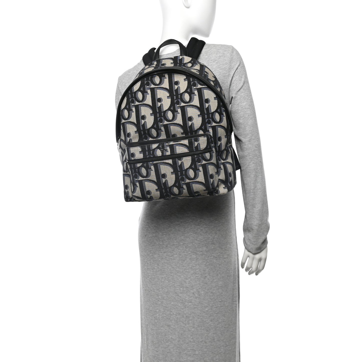 Oblique Maxi Calfskin Rider Kid's Backpack Beige Blue