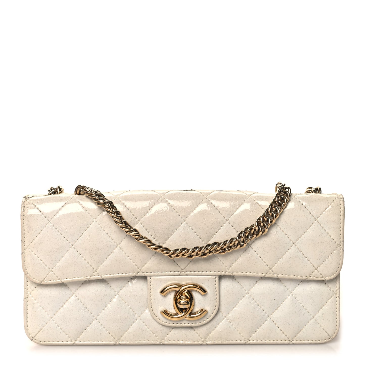 Patent Quilted Evening Star East West Flap White
