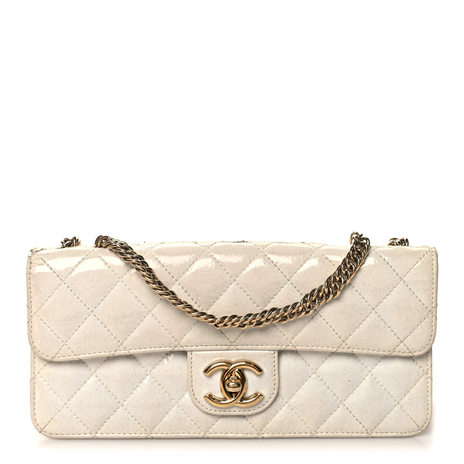 Chanel Patent Quilted Evening Star East West Flap White 1 of 13