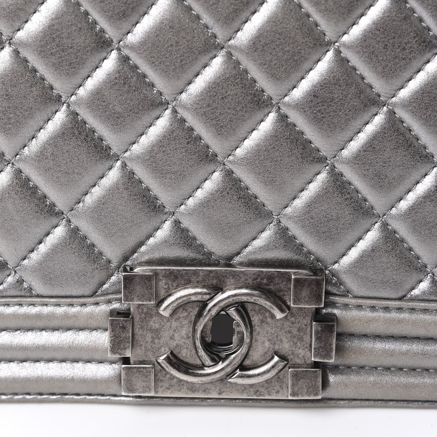 Chanel Metallic Lambskin Quilted Medium Boy Flap Silver 12 of 13
