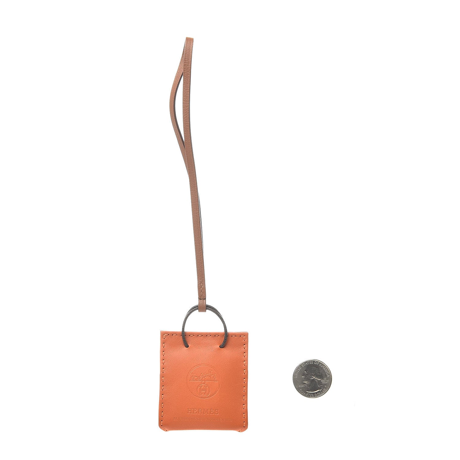 Hermes Milo Lambskin Swift Shopping Bag Charm Feu Gold 2 of 3