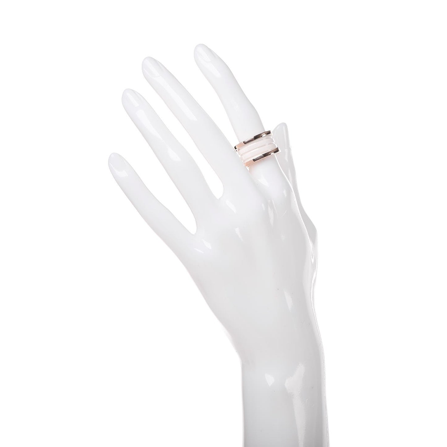 18K Rose Gold White Ceramic B.Zero1 Four-Band Ring 50 5.25