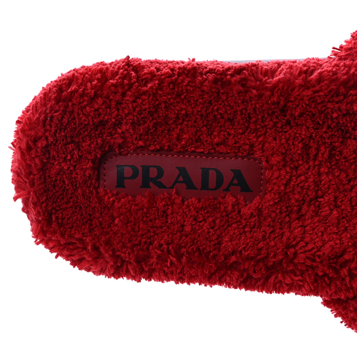 Prada Terry Cloth Logo Lug Sole 20mm Slide Sandals 40 Rosso Black 7 of 10
