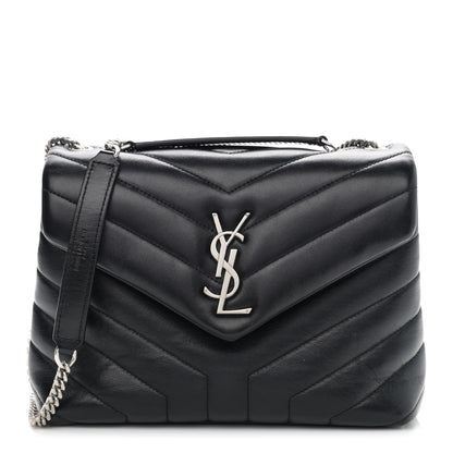 Saint Laurent Calfskin Y Quilted Monogram Small Loulou Chain Satchel Black 1 of 13