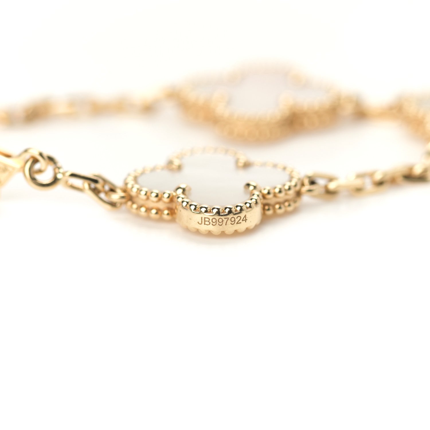 Van Cleef & Arpels 18K Yellow Gold Mother of Pearl 5 Motifs Vintage Alhambra Bracelet 4 of 6