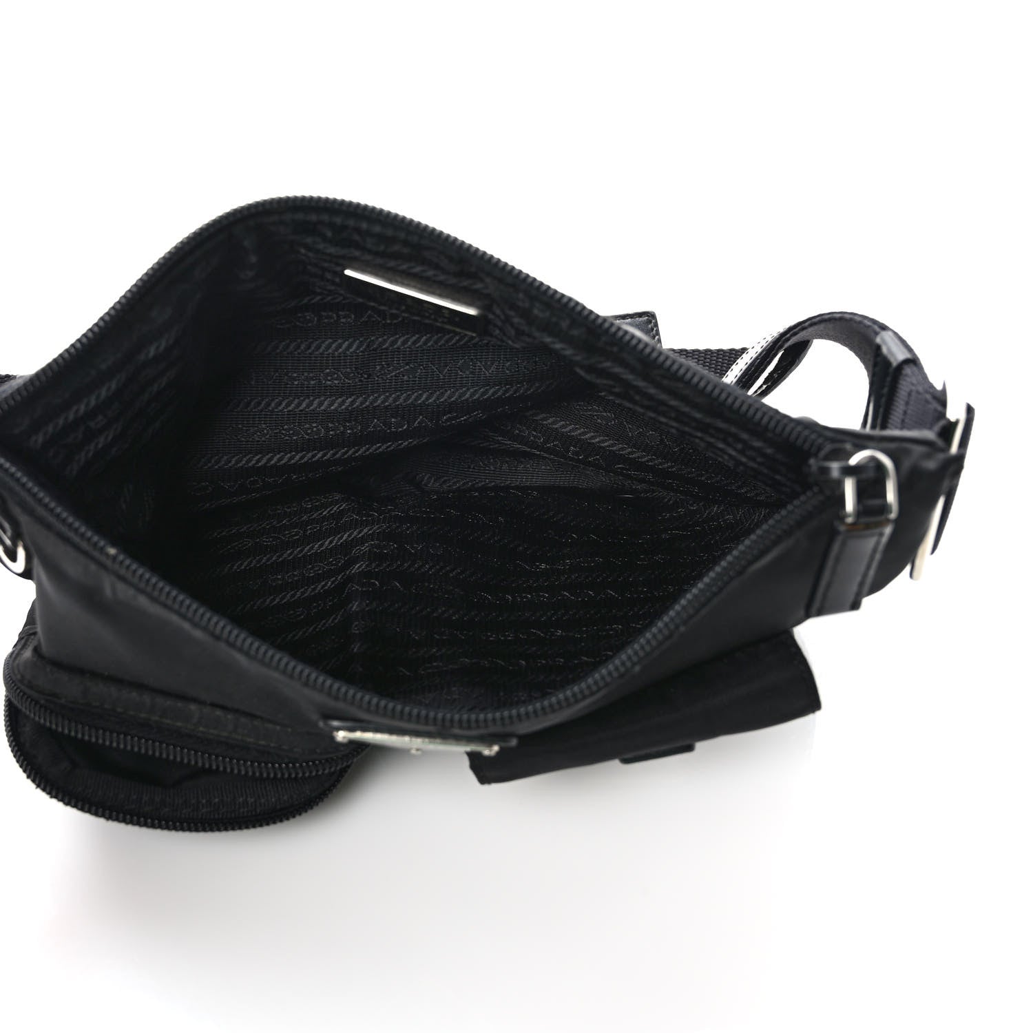 Prada Tessuto Nylon Soft Calfskin Sling Belt Bag Black 4 of 7