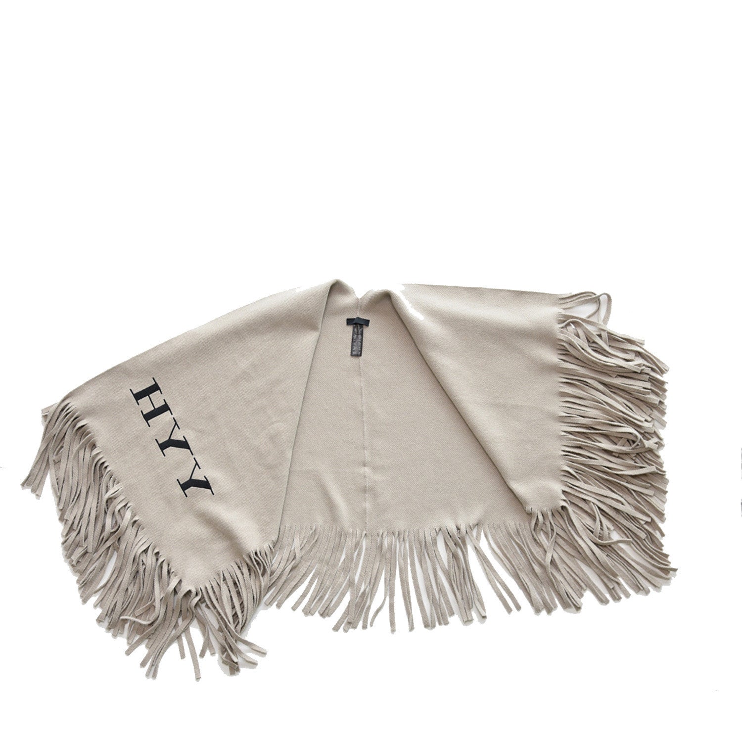 Burberry Merino Wool Cashmere Fringe Poncho Beige 4 of 5