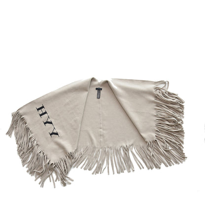 Burberry Merino Wool Cashmere Fringe Poncho Beige 4 of 5