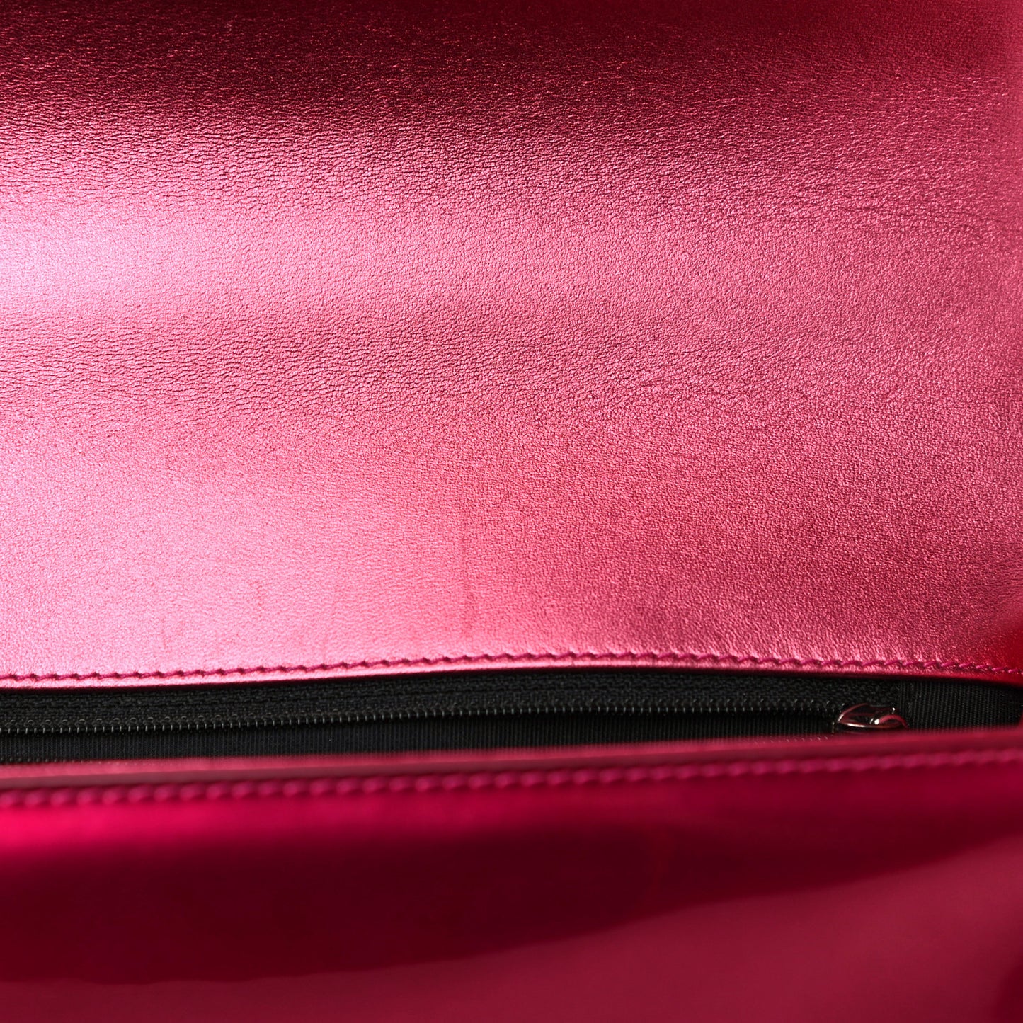 Metallic Patent Quilted New Medium Boy Flap Fuchsia