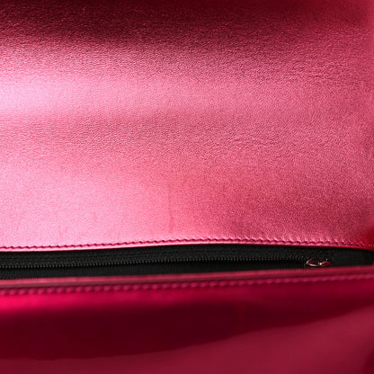Chanel Metallic Patent Quilted New Medium Boy Flap Fuchsia 17 of 25
