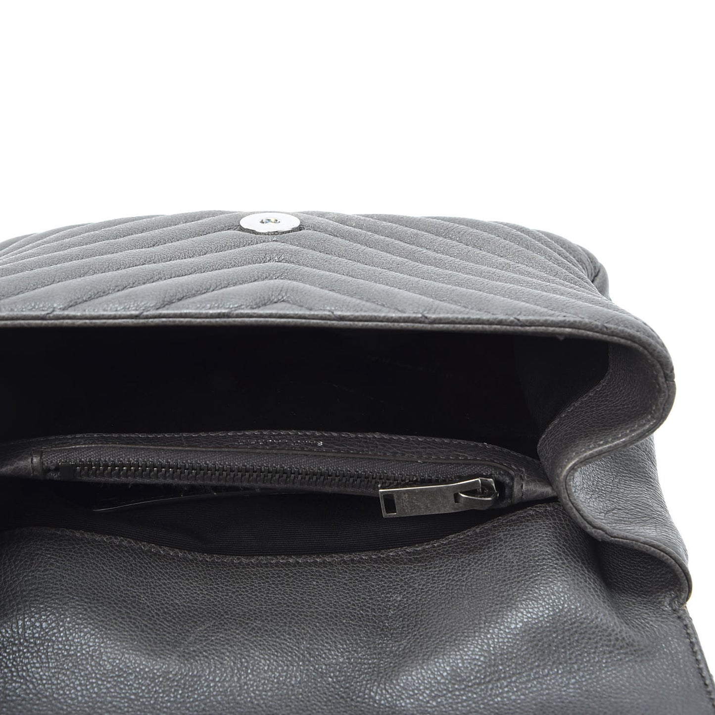 Sheepskin Matelasse Chevron Monogram Medium College Bag Asphalt
