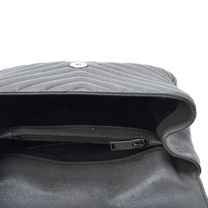 Saint Laurent Sheepskin Matelasse Chevron Monogram Medium College Bag Asphalt 4 of 13