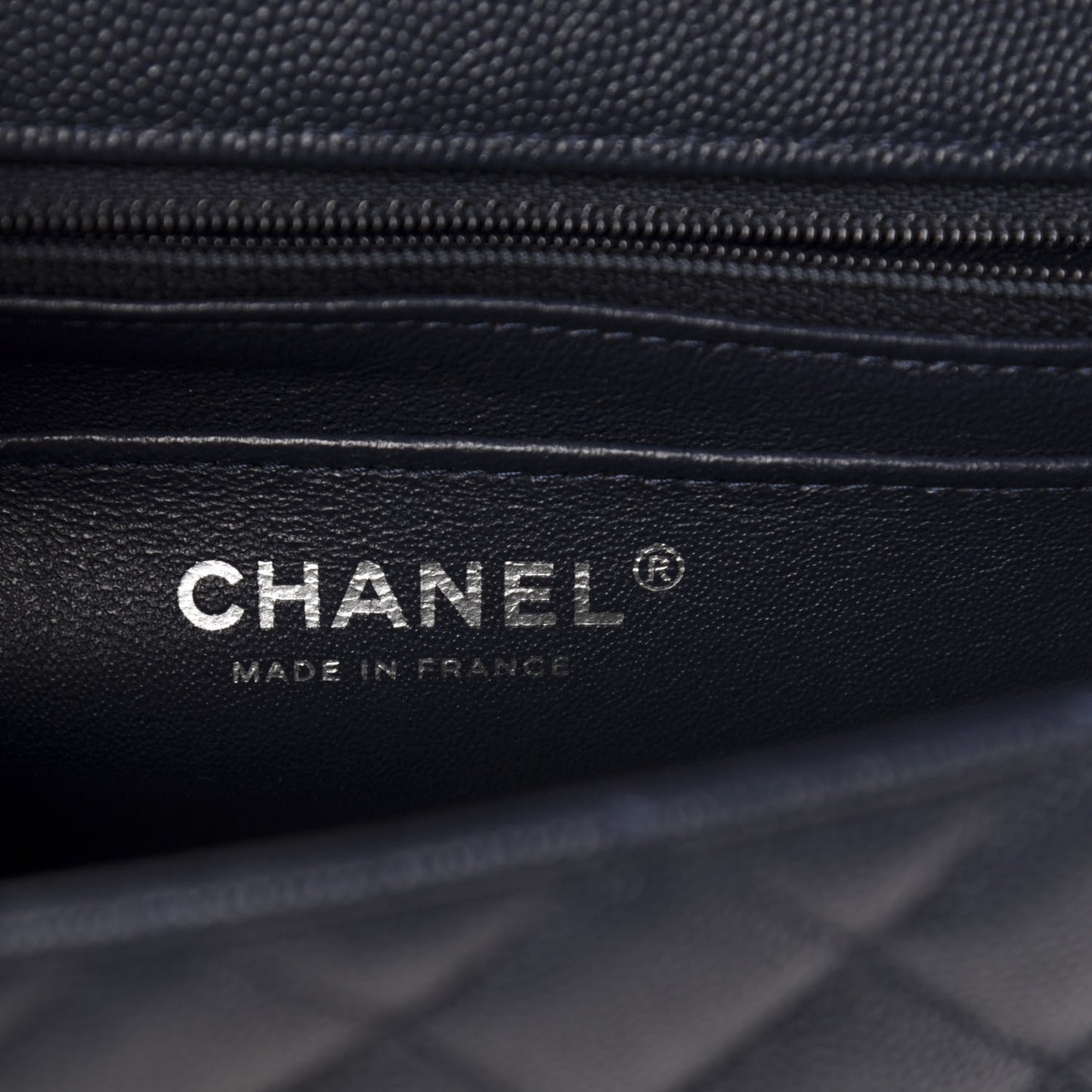Caviar Quilted Mini Rectangular Flap Navy