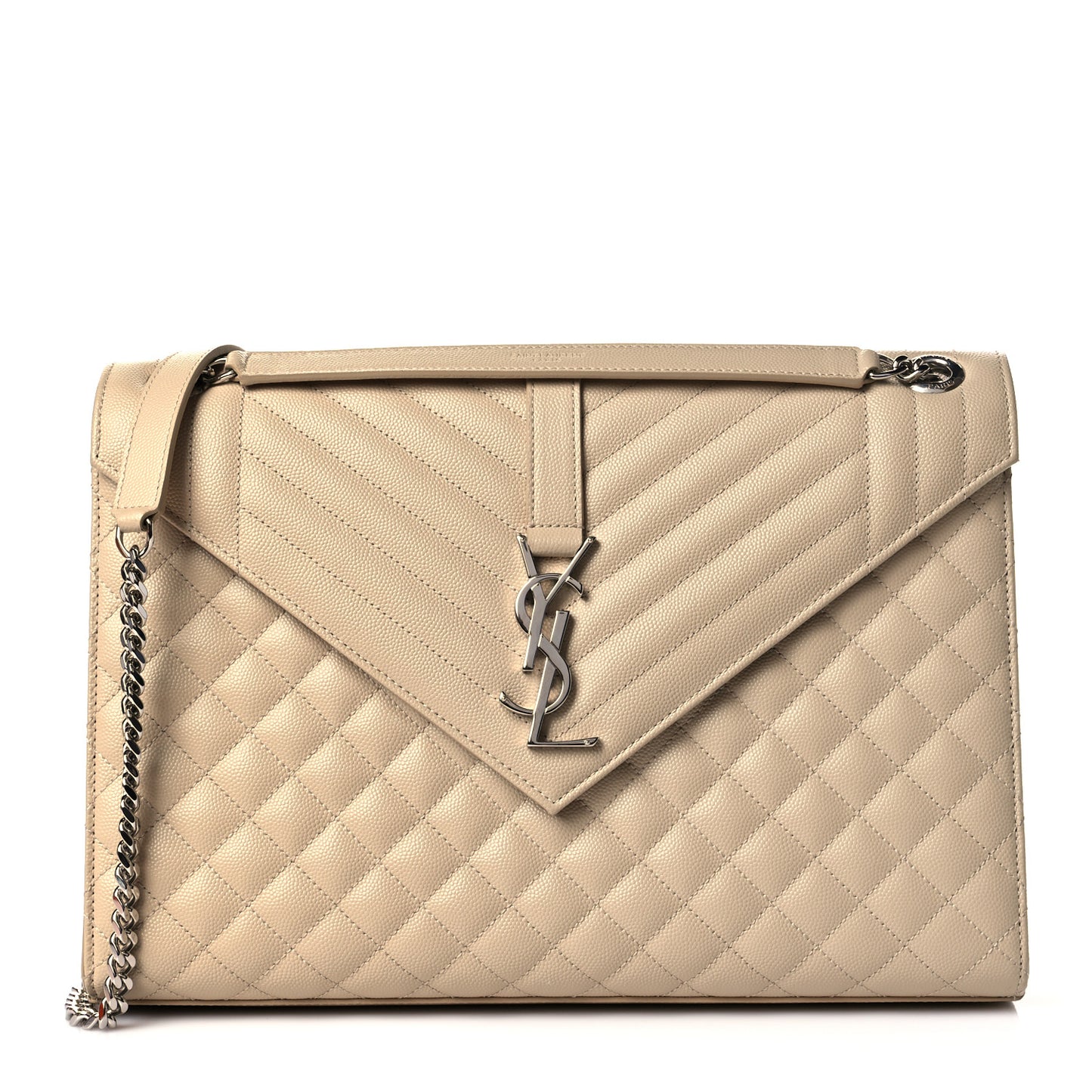 Grain De Poudre Mixed Matelasse Large Triquilt Monogram Satchel Nude Powder