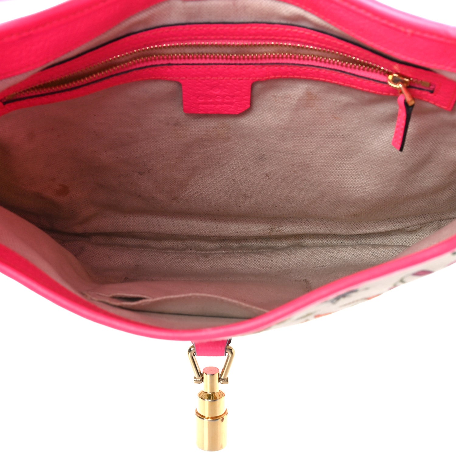 Gucci Canvas Flora Medium Jackie Hobo Fuchsia 5 of 20