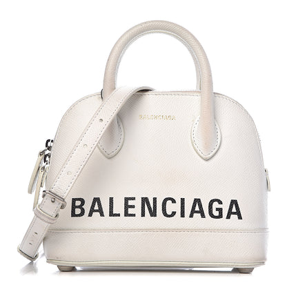 Balenciaga Grained Calfskin XXS Ville Top Handle Bag White Black 1 of 20