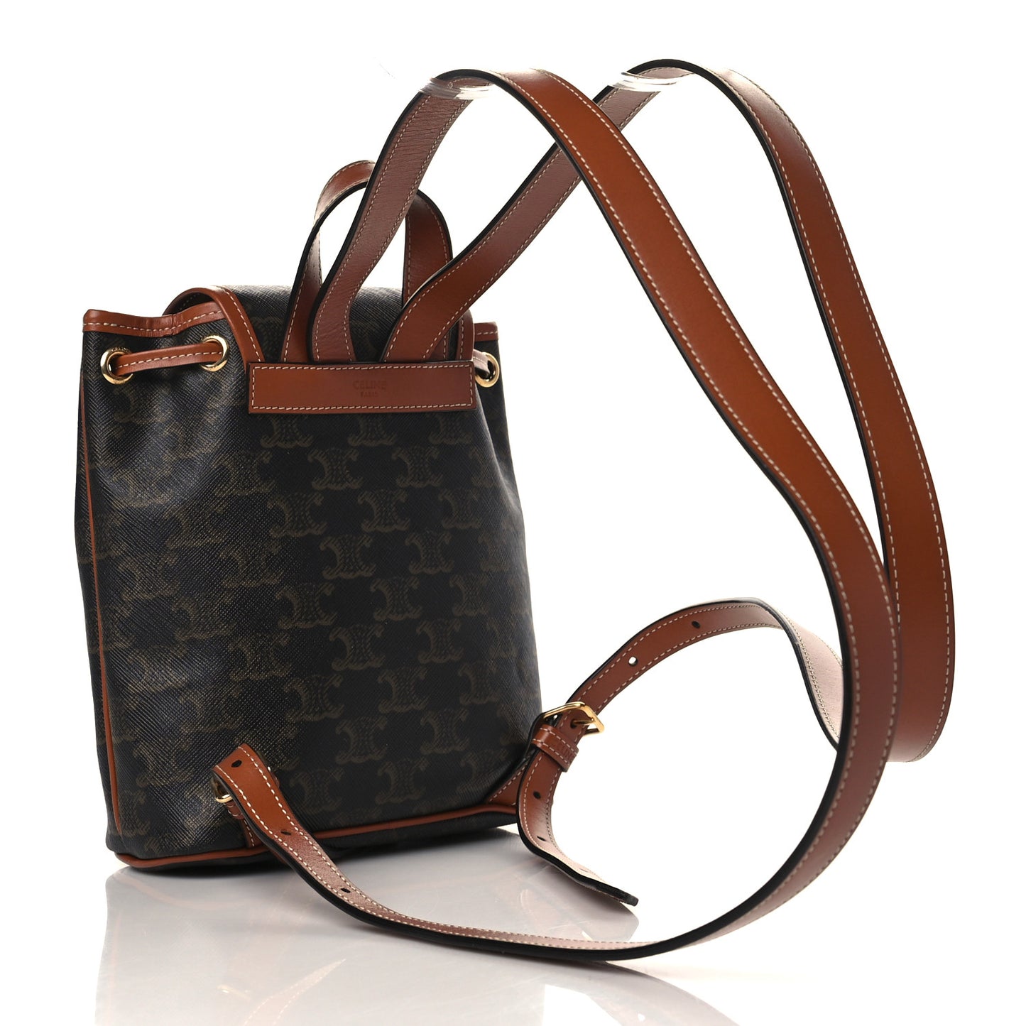 Triomphe Canvas Calfskin Mini Folco Backpack Tan