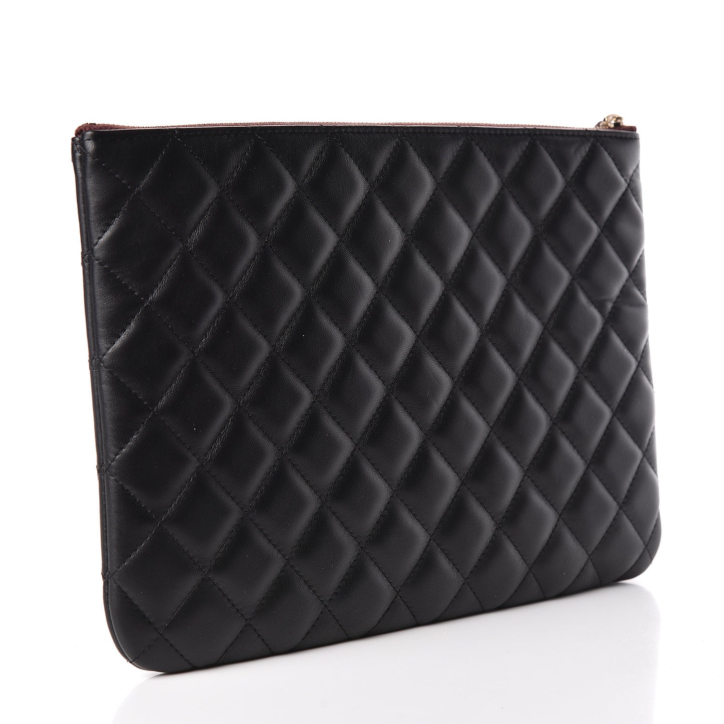 Lambskin Quilted Medium Cosmetic Case Black