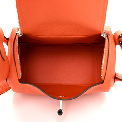 Hermes Taurillon Clemence Mini Lindy 20 Feu 5 of 11