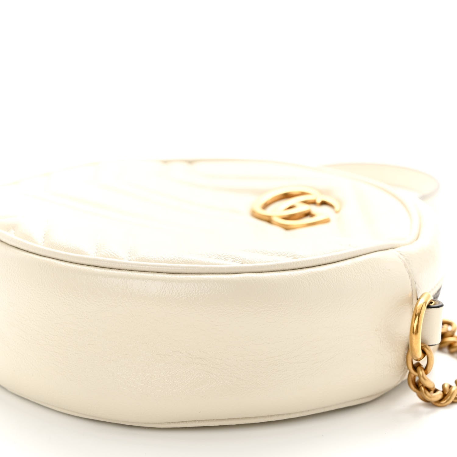 Gucci Calfskin Matelasse Mini GG Marmont Round Shoulder Bag White 10 of 11