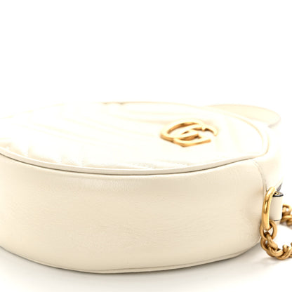 Gucci Calfskin Matelasse Mini GG Marmont Round Shoulder Bag White 10 of 11