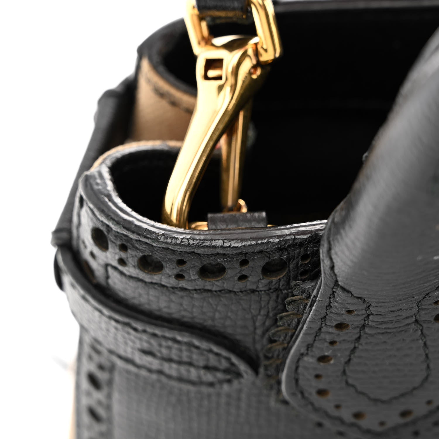 Burberry Grainy Calfskin House Check Baby Brogue Banner Tote Black 16 of 18