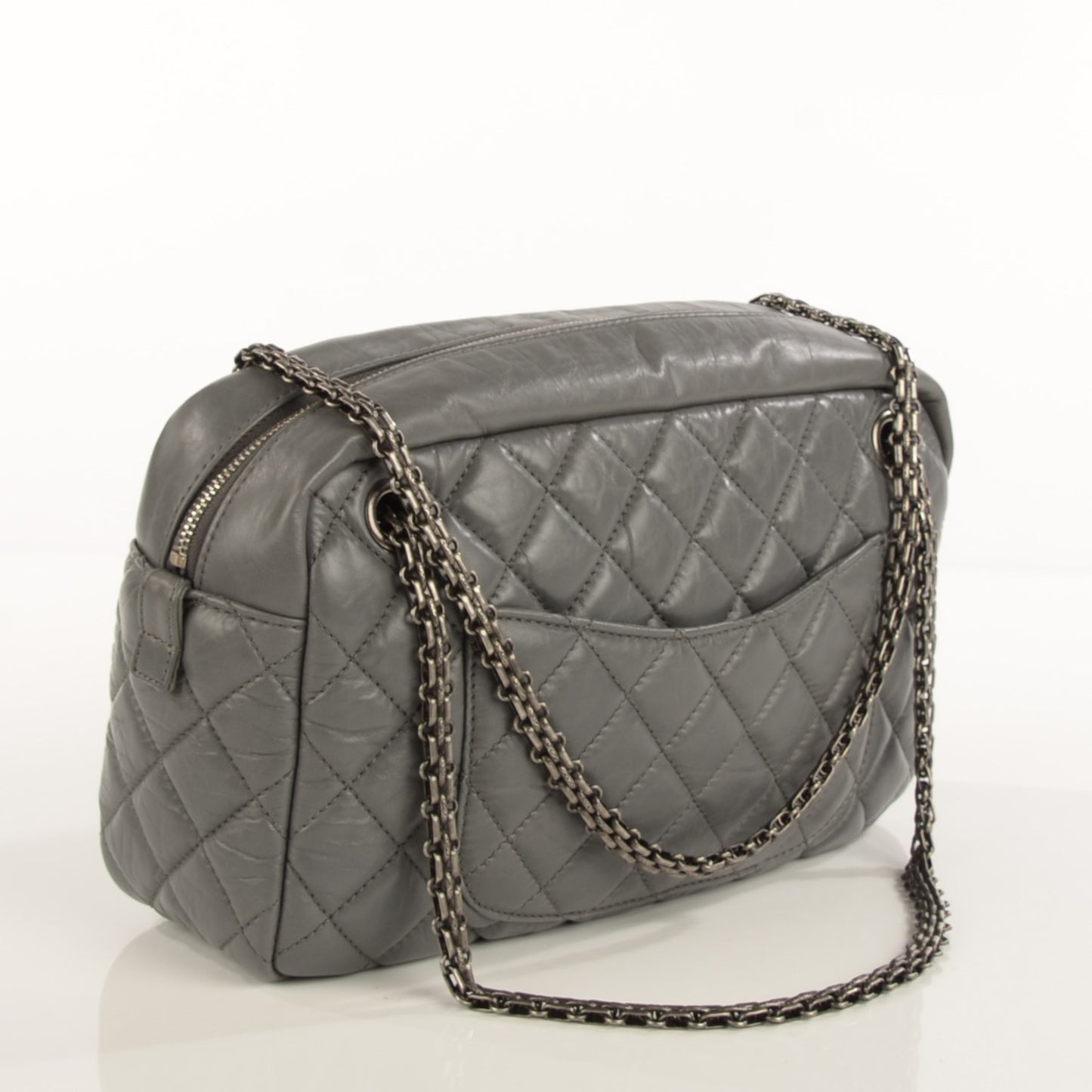 Aged Calfskin Medium Reissue Camera Case Grey