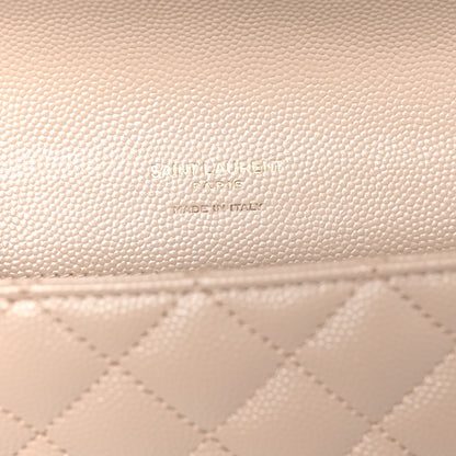 Saint Laurent Grain De Poudre Textured Mixed Matelasse Triquilt Monogram Clutch Dark Beige 6 of 9